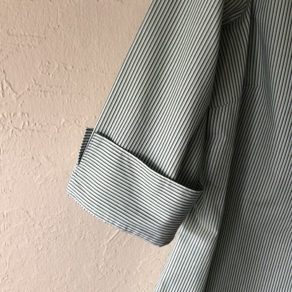Land’s End Wrinkle Free Striped 3/4 Sleeve Dress Shirt - Picture 7 of 10